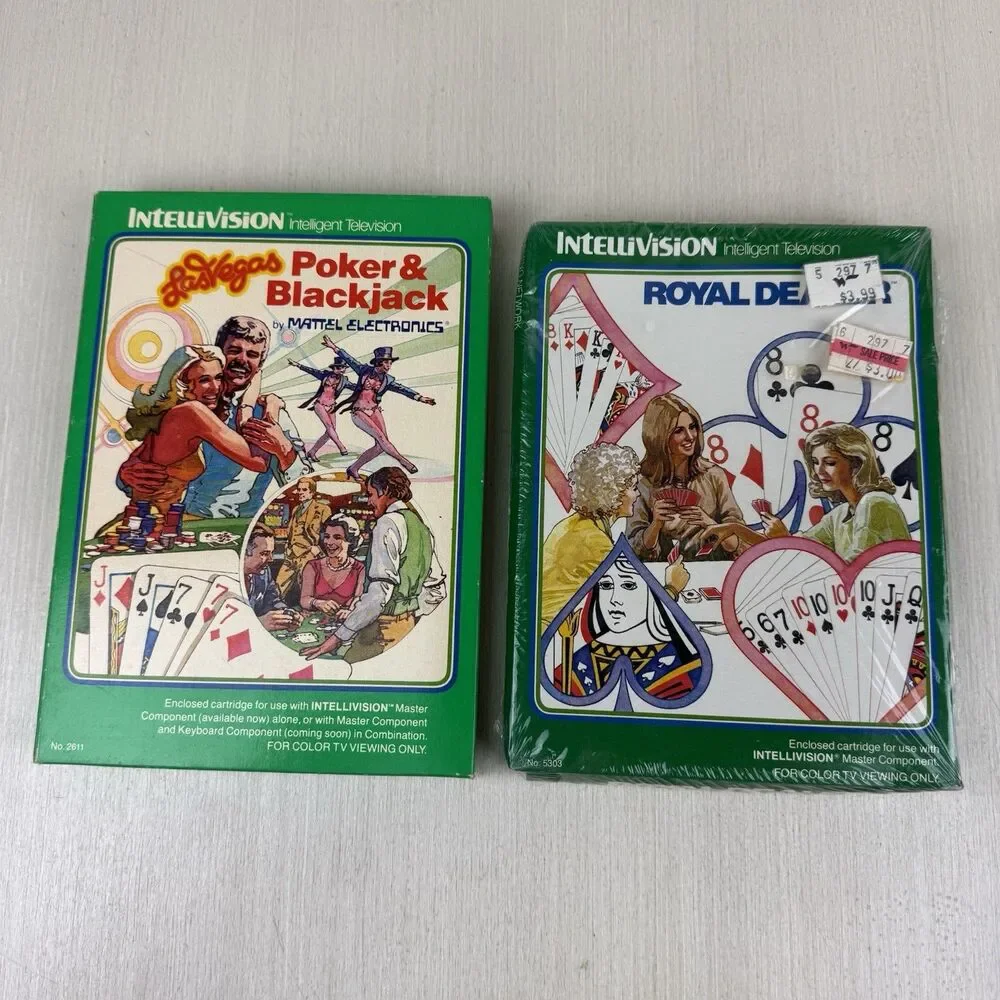 Lot of 2 Intellivision Poker & Blackjack Royal Dealer Complete Games Cards